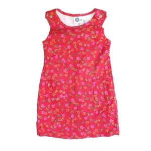 Vintage 90s Arizona Girls 5T Floral Sleeveless Jumper Dress Pockets Cotton Blend